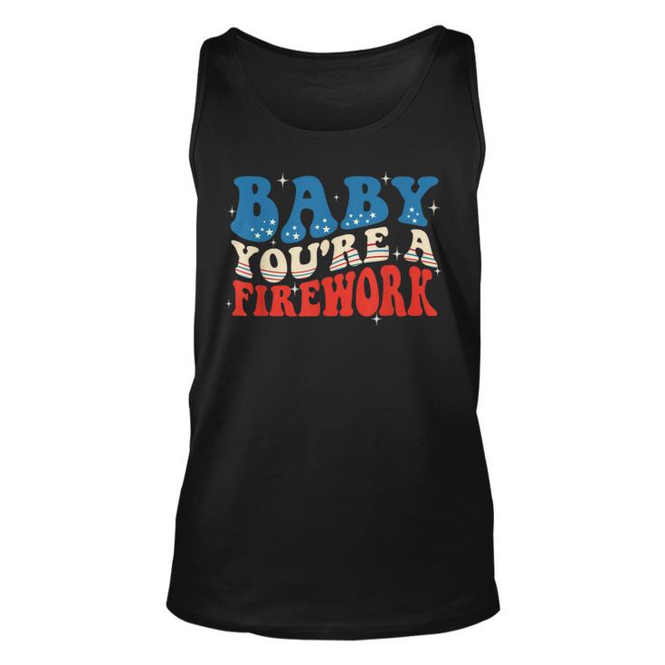 Groovy Baby Youre A Firework 4Th Of July American Flag  Unisex Tank Top