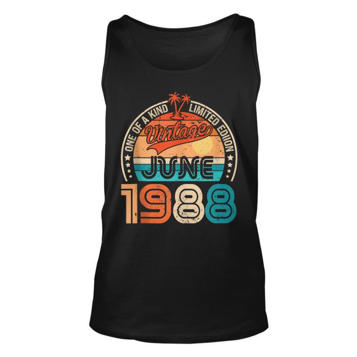 35 Year Old Made In 1988 Vintage June 1988 35Th Birthday  Unisex Tank Top
