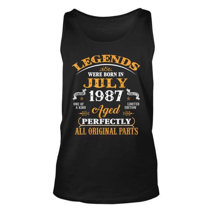 35Th Birthday  Legends Born In July 1987 35 Years Old Unisex Tank Top