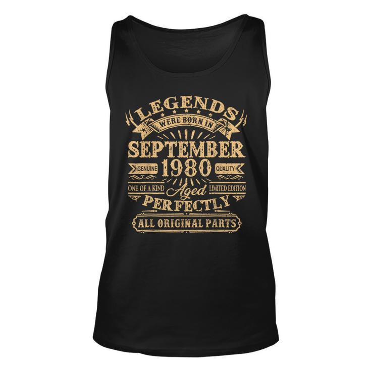 43Rd Birthday Decoration Legends Born In September 1980 Tank Top