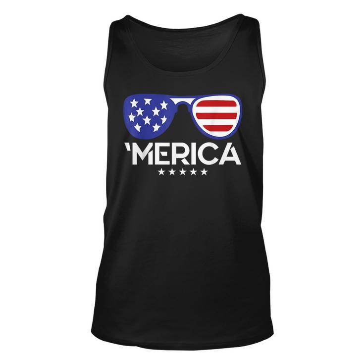 4Th Of July Merica Sunglasses Us American Flag Patriotic Patriotic Tank Top