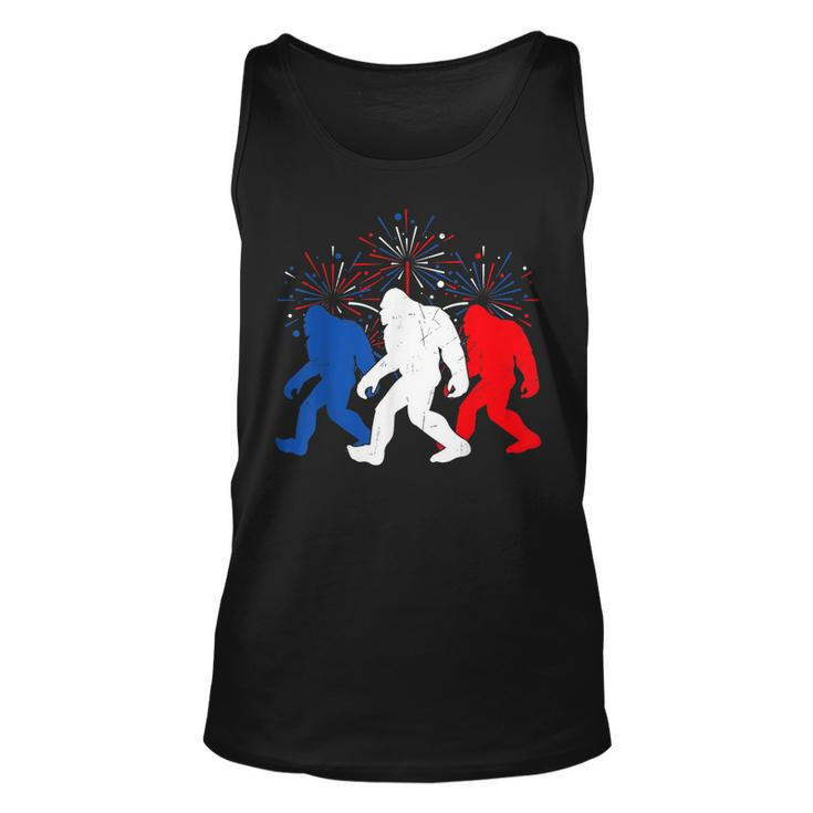 4Th Of July Red White Blue Bigfoot Fireworks Usa Flag Tank Top