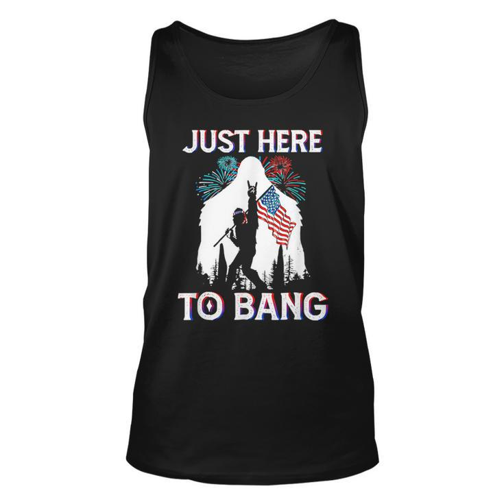 4Th Of July Bigfoot Sasquatch Just Here To Bang Funny  Unisex Tank Top