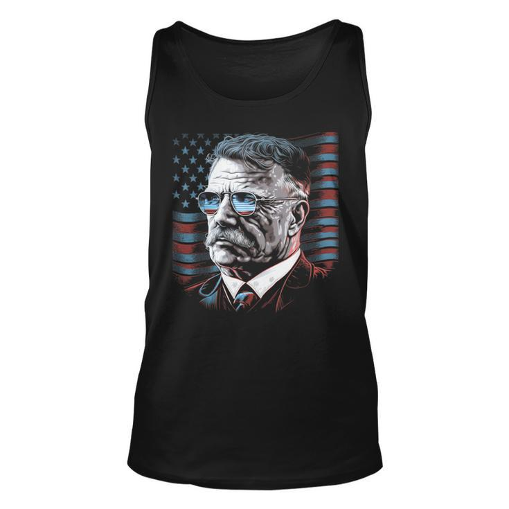 4Th Of July President Theodore Teddy Roosevelt American Flag  Unisex Tank Top