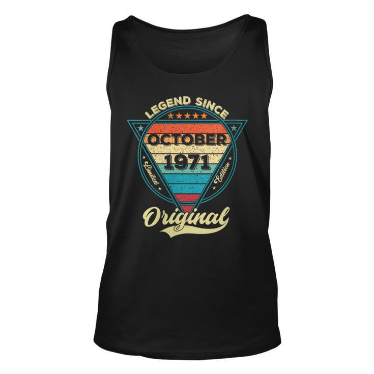 52Th Birthday Legend Since October 1971 52 Years Old Tank Top