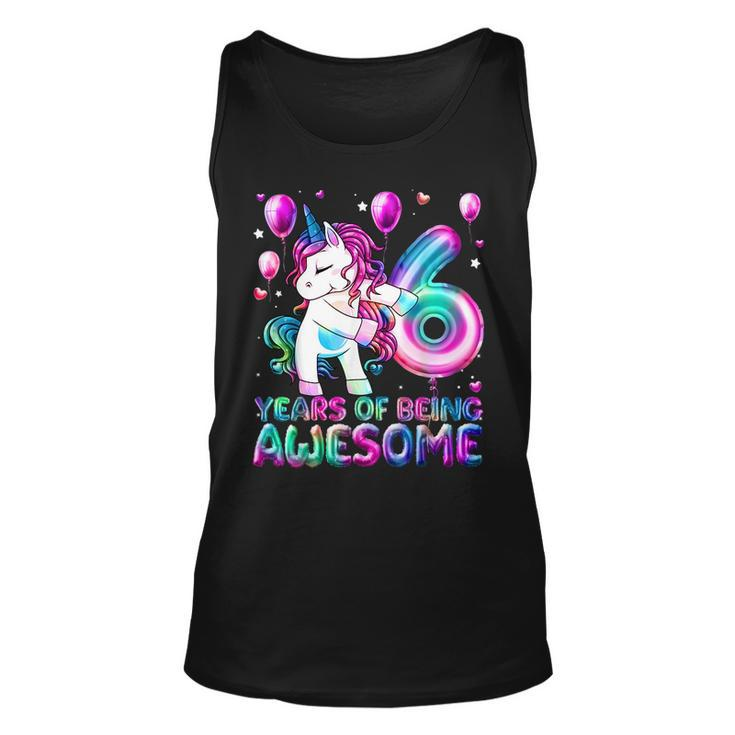 6 Years Of Being Awesome 6Th Birthday Girl Unicorn Party  Unisex Tank Top