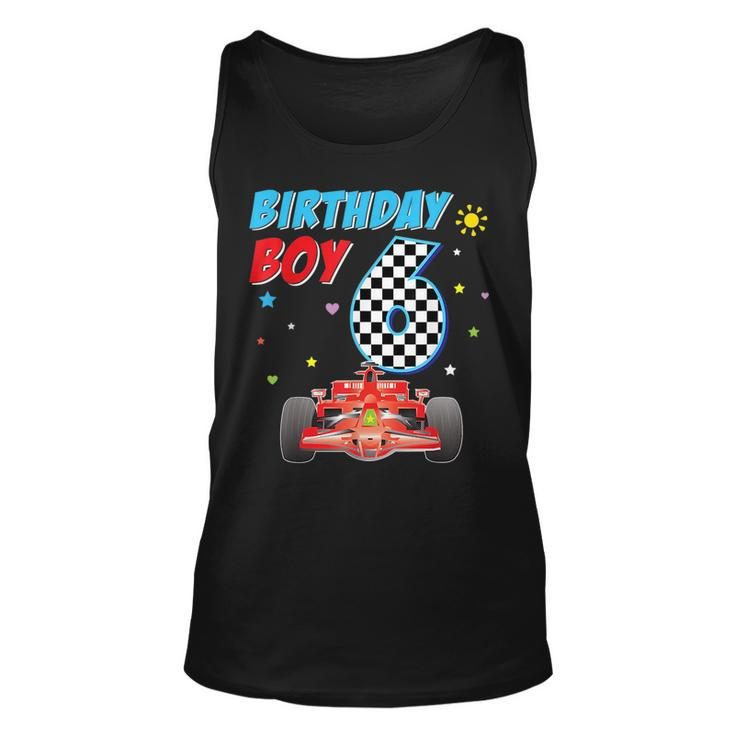 6Th Sixth Happy Birthday Racing Car Boy 6 Year Old Kid Racing Tank Top