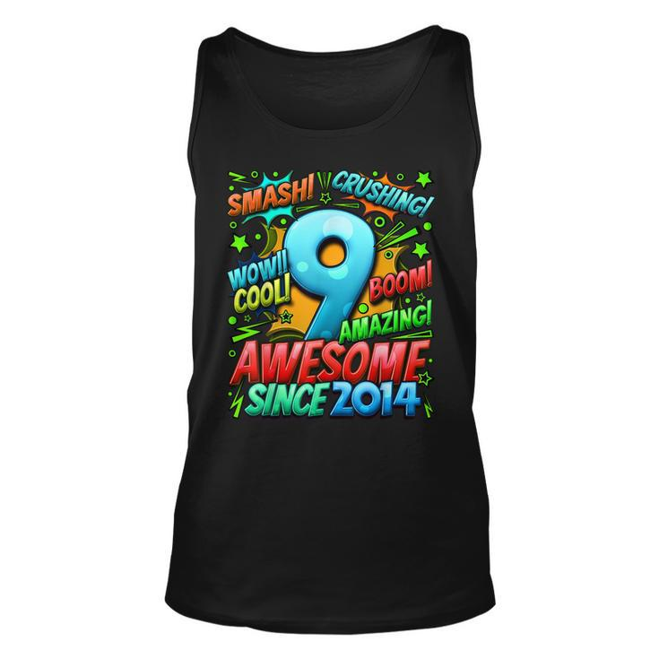 9Th Birthday Comic Style Awesome Since 2014 9 Year Old Boy  Unisex Tank Top