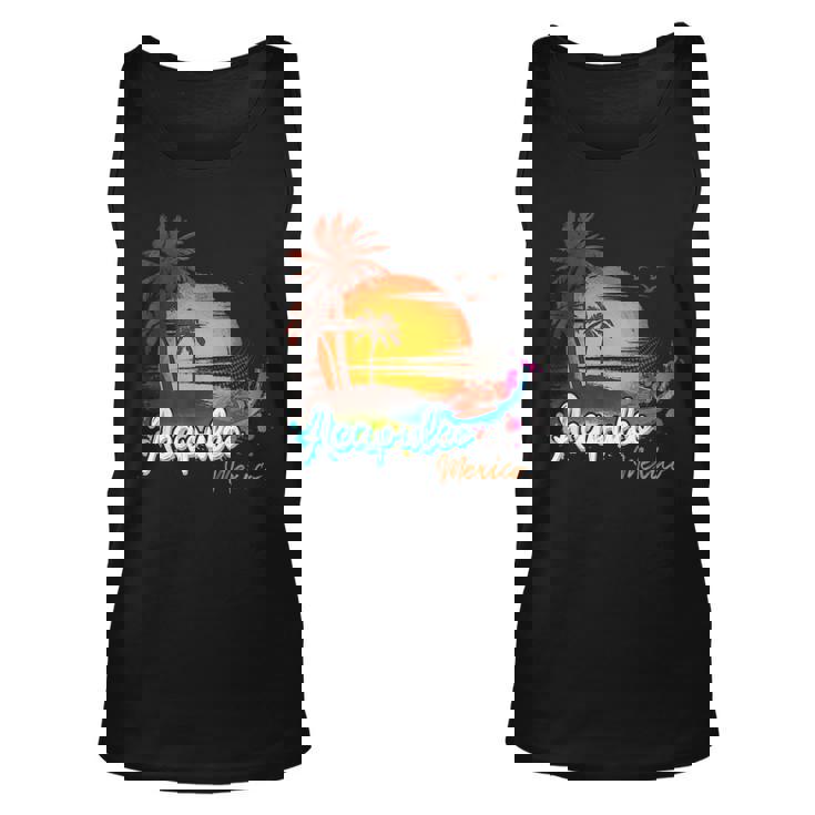 Acapulco Mexico Beach Summer Vacation Palm Trees Sunset Men Vacation Tank Top