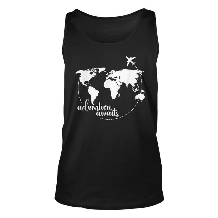 Adventure Awaits World Map For Travel Vacations  Unisex Tank Top