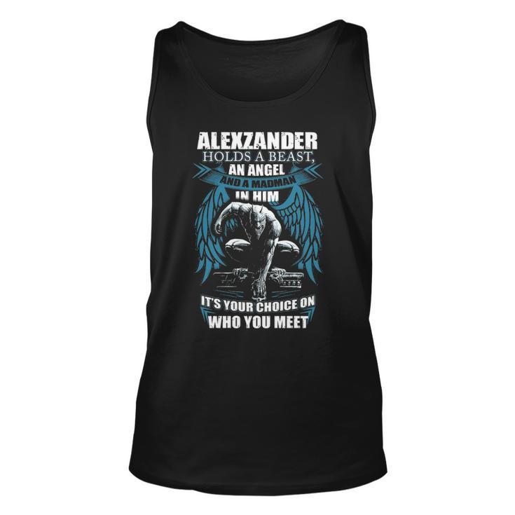 Alexzander Name Gift Alexzander And A Mad Man In Him V2 Unisex Tank Top
