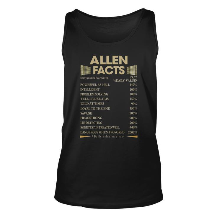 Allen Name Gift Allen Facts V3 Unisex Tank Top