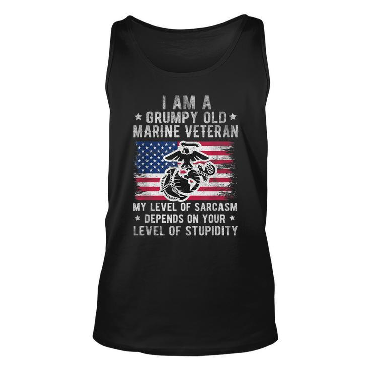 Am A Grumpy Old Marine Veteran My Level Of Sarcasm  Unisex Tank Top
