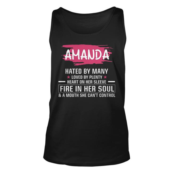 Amanda Name Gift Amanda Hated By Many Loved By Plenty Heart Her Sleeve Unisex Tank Top
