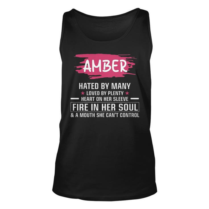 Amber Name Gift Amber Hated By Many Loved By Plenty Heart Her Sleeve Unisex Tank Top