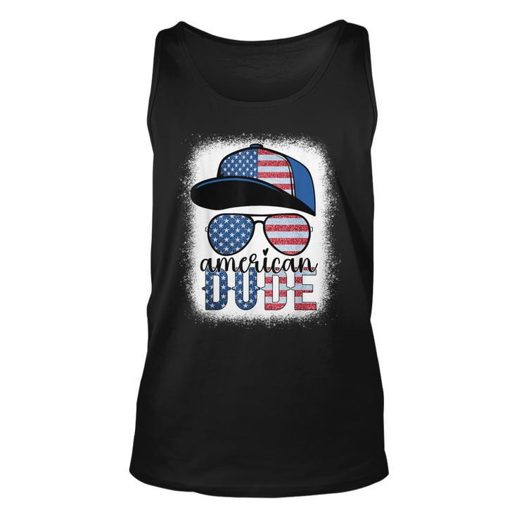 American Dude 4Th Of July Usa Flag Glasses American Family  Unisex Tank Top