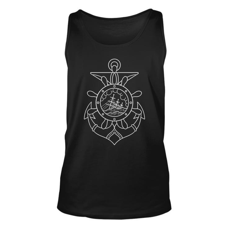 American Traditional Nautical Anchor Outline Tattoo  Unisex Tank Top