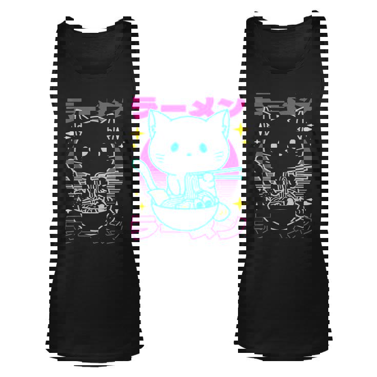 Anime Ramen Cat Retro Japanese Noodles Aesthetic Kawaii Cat Tank Top