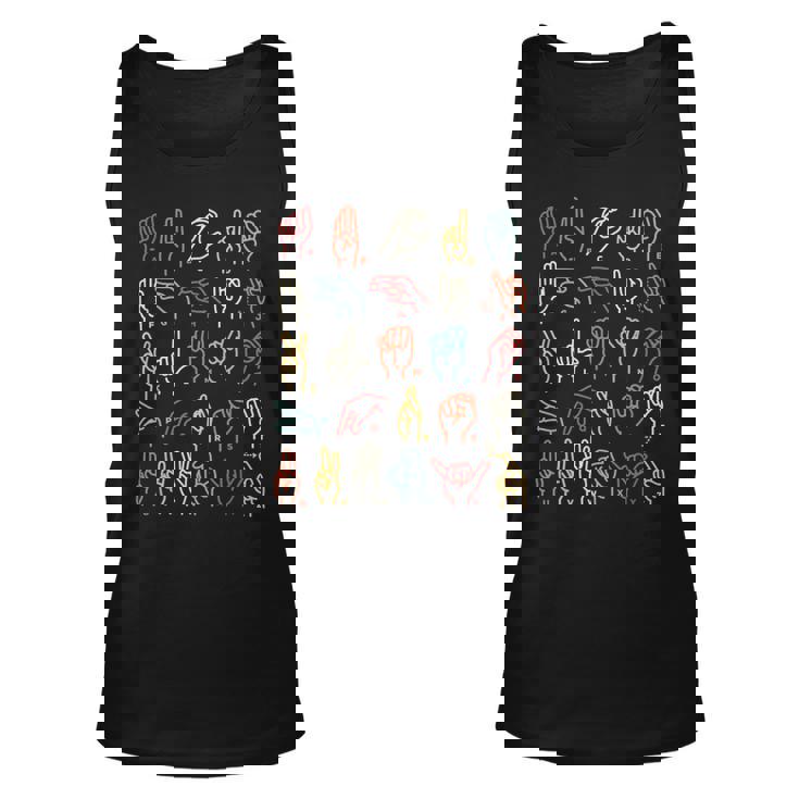 Asl Abc American Sign Language Alphabet Retro Deaf Awareness Tank Top