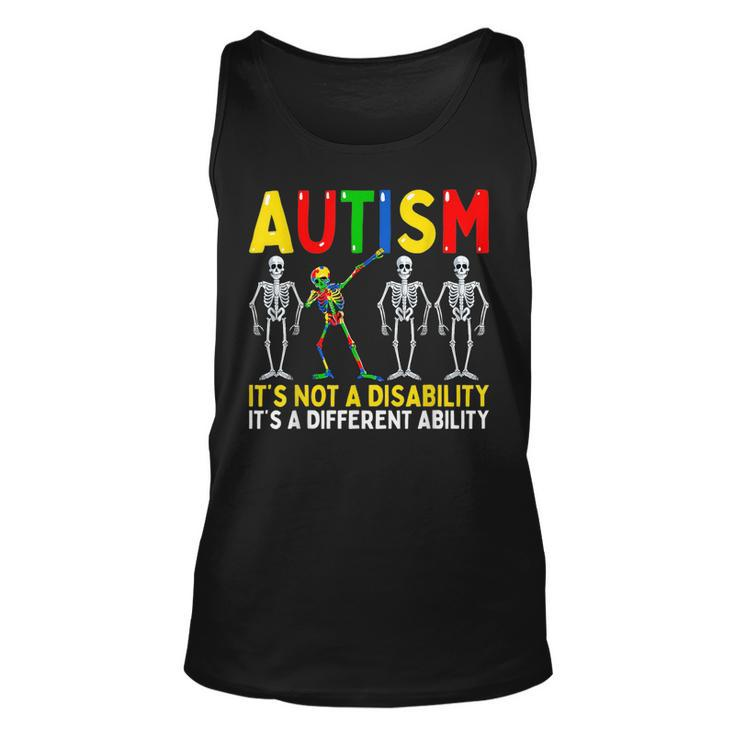 Autism Its A Different Ability Funny Dabbing Skeleton  Unisex Tank Top
