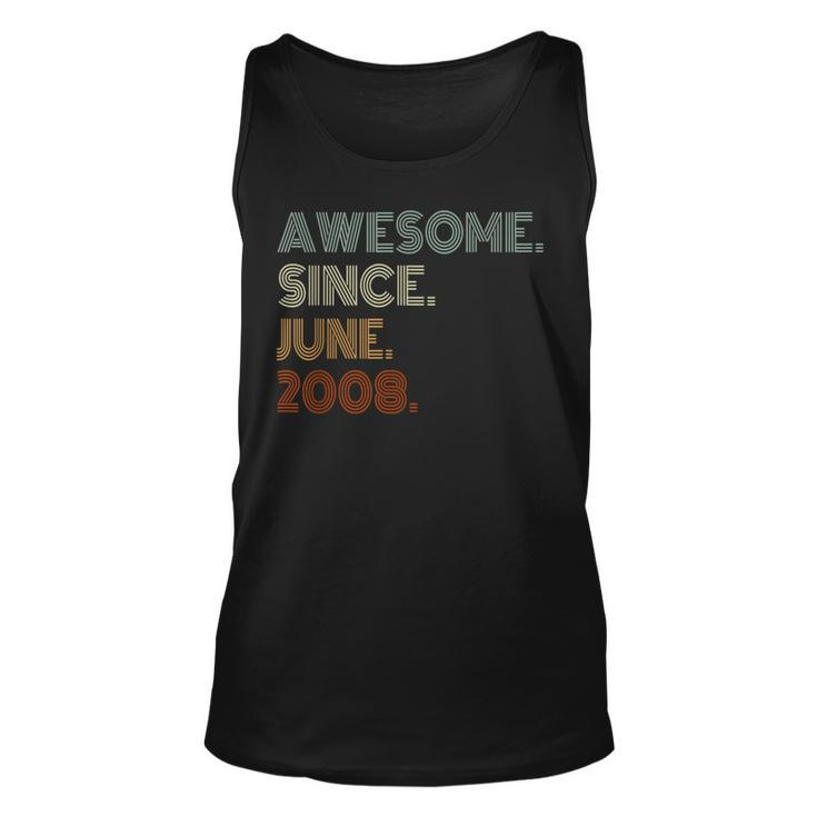 Awesome Since June 2008 15Th Birthday 15 Years Old Boy Tank Top