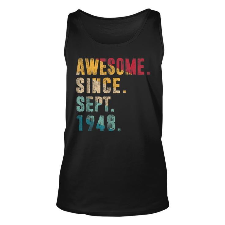 Awesome Since September 1948 75 Years Old 75Th Birthday Tank Top