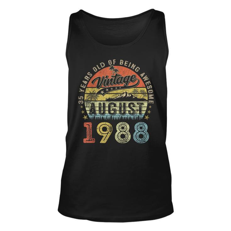 Awesome Since August 1988 Vintage Gift Men 35Th Birthday   Unisex Tank Top