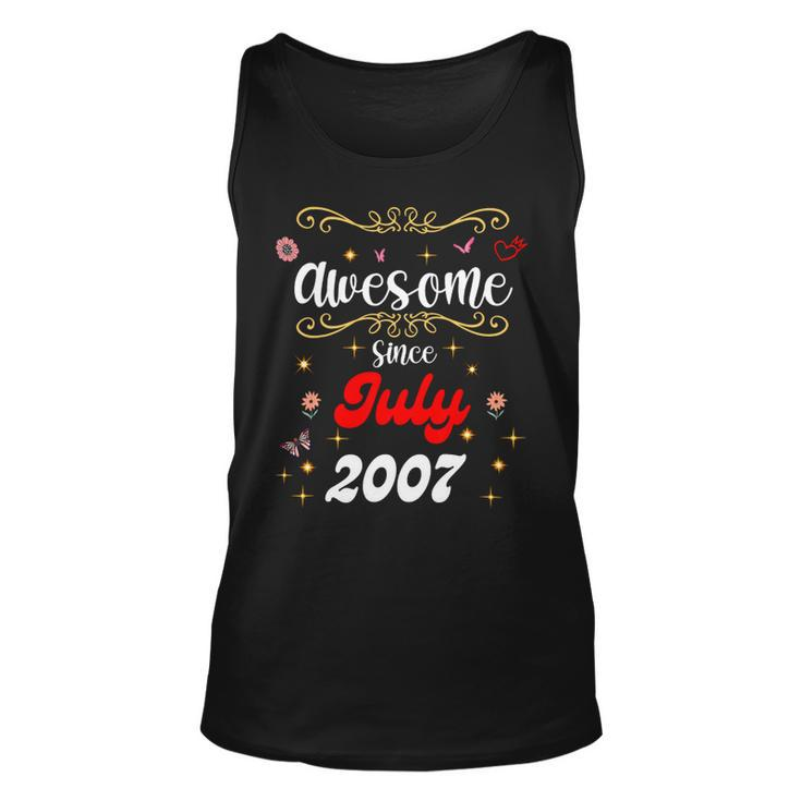 Awesome Since July 2007 Birthday Flowers Butterflies Unisex Tank Top