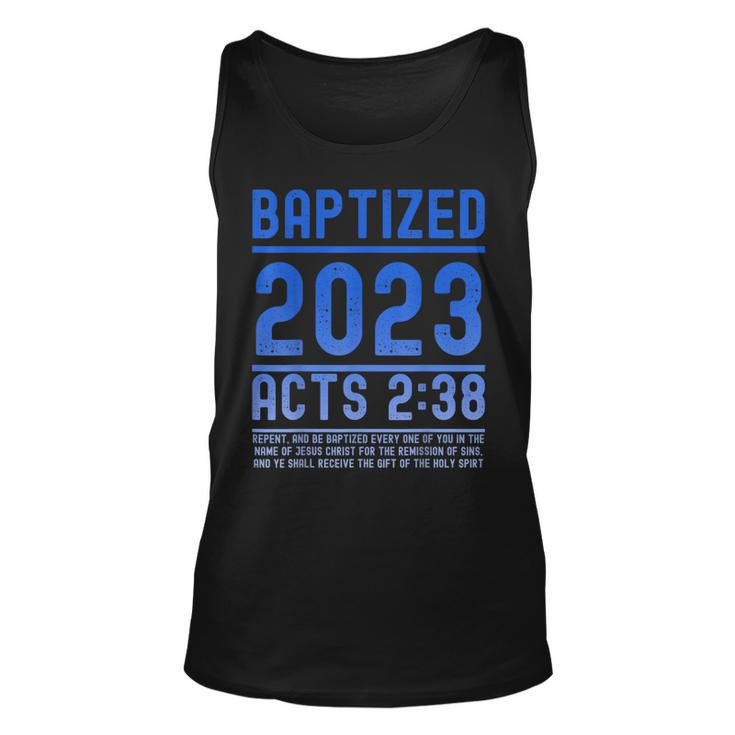 Baptized In 2023 Bible Verse For Christian Water Baptisms Unisex Tank Top