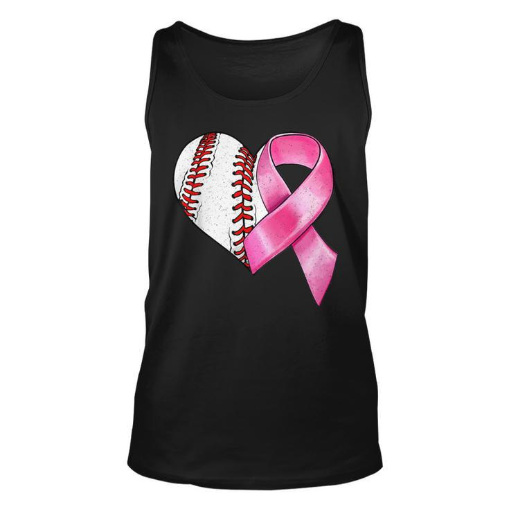 Baseball Heart Pink Ribbon Warrior Breast Cancer Awareness Tank Top
