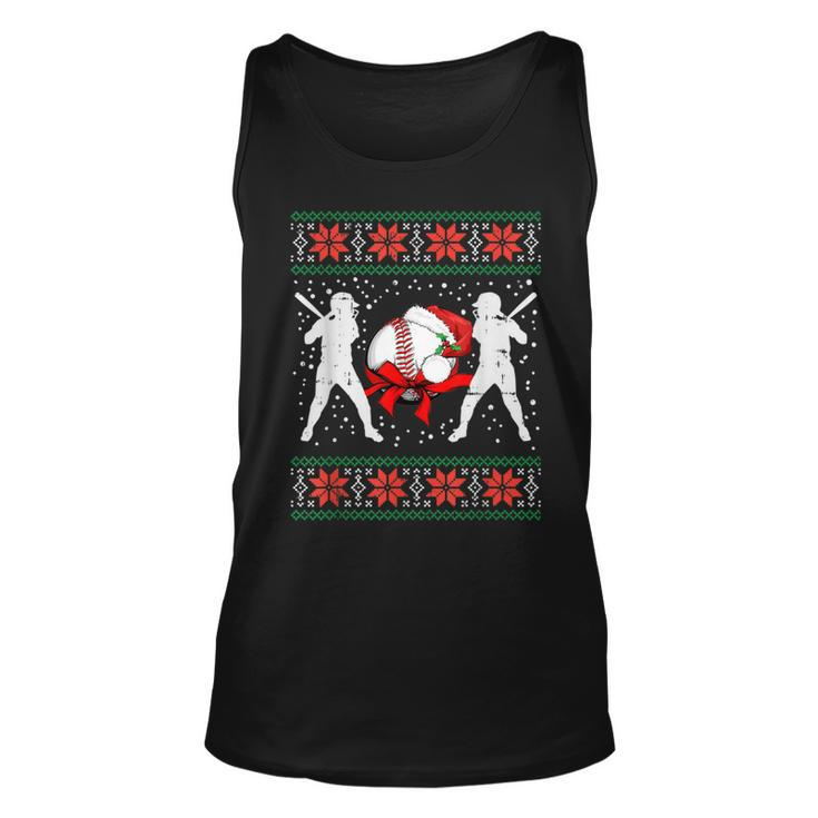 Baseball Ugly Christmas Sweater Softball Batter Hitter Tank Top