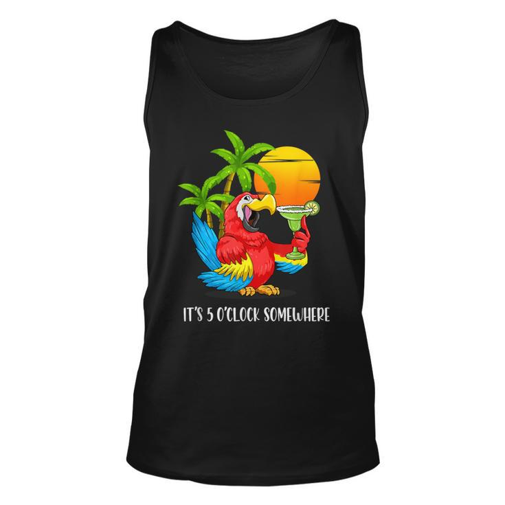 Beach Vacation Drinking Parrot It's 5 O'clock Somewhere Tank Top