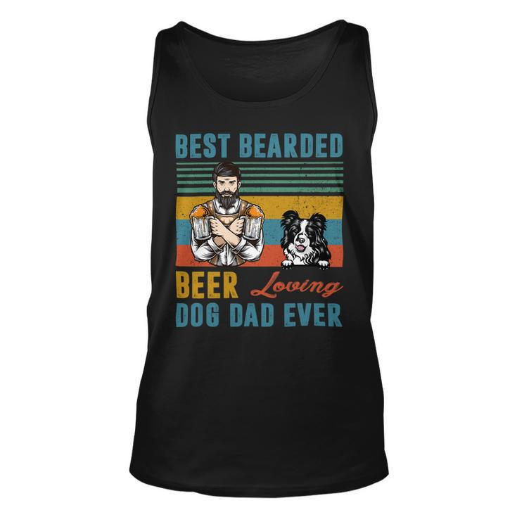 Beer Best Bearded Beer Loving Dog Dad Ever Border Collie Dog Love Unisex Tank Top