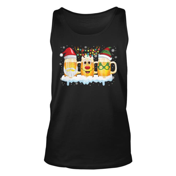 Beer Funny Beer Christmas Mugs Elf Reindeer Santa Xmas Lights54 Unisex Tank Top