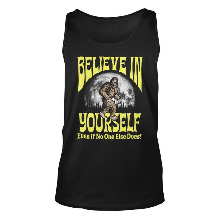 Believe In Yourself Even If No One Else Does Bigfoot Moon Unisex Tank Top