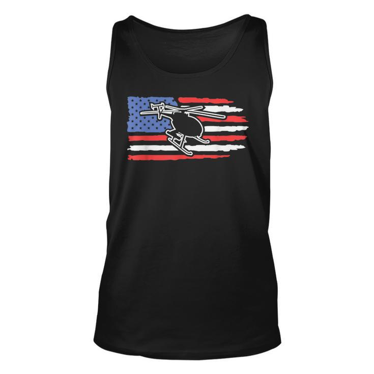 Bell Flight Patriotic Helicopter American Flag  Unisex Tank Top