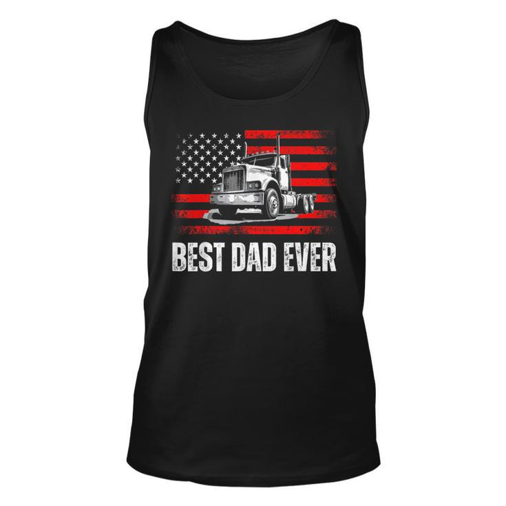 Best Dad Ever American Flag Best Trucker Dad Fathers Day  Unisex Tank Top