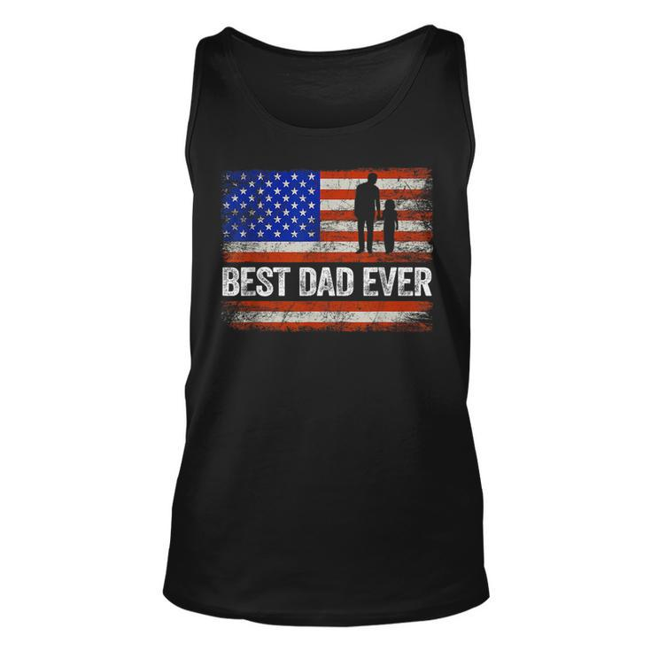 Best Dad Ever Us American Flag Gifts Fathers Day Papa  Unisex Tank Top