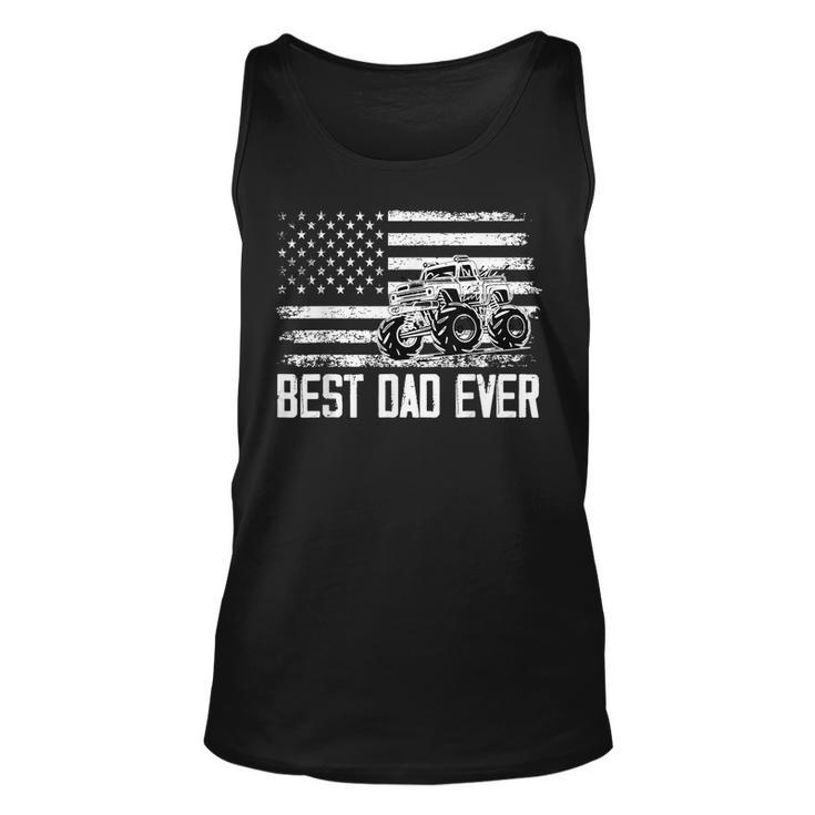 Best Dad Ever With Us American Flag Truck Dad Fathers Day  Unisex Tank Top