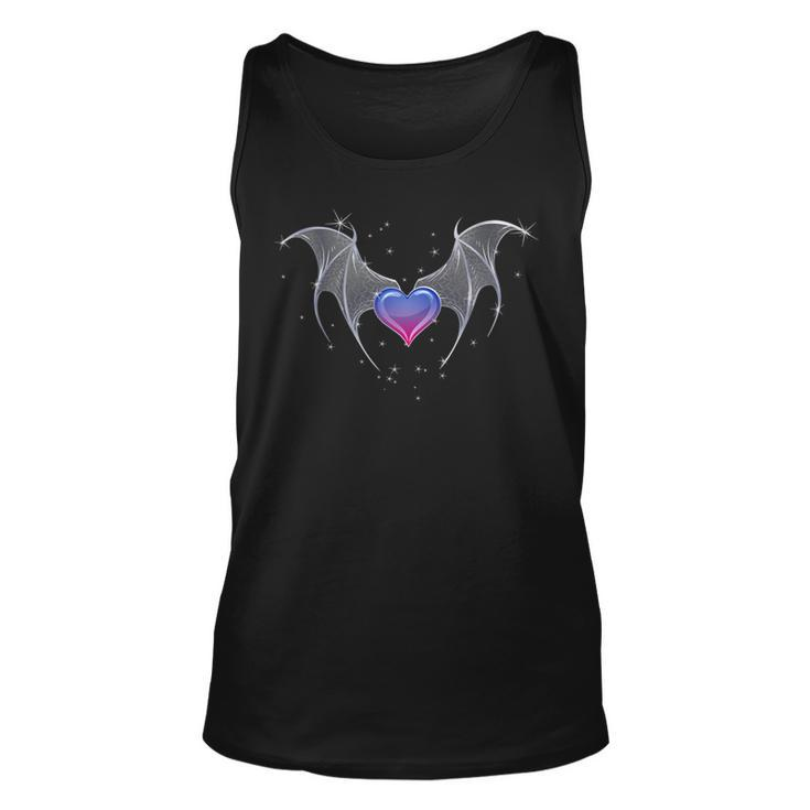 Bi Pride Flag Heart With Gothic Wings Bisexual Goth   Unisex Tank Top
