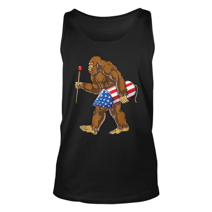 Bigfoot Fireworks 4Th Of July Men Sasquatch American Flag Us Unisex Tank Top
