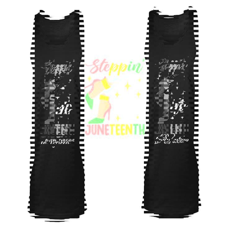 Black Woman Stepping Into Junenth Like My Ancestors Unisex Tank Top
