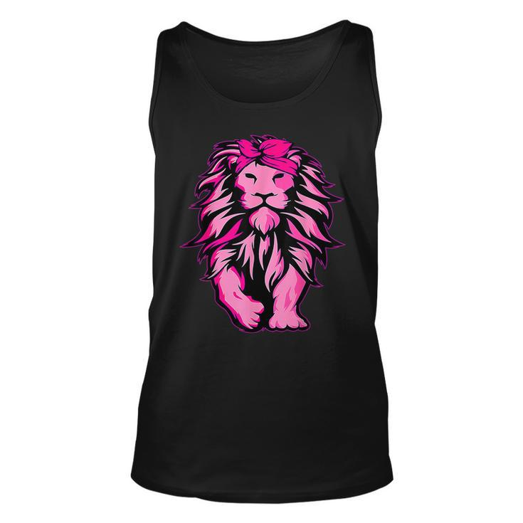 Breast Cancer Awareness Lion Pink Bandana Survivor Warrior Tank Top