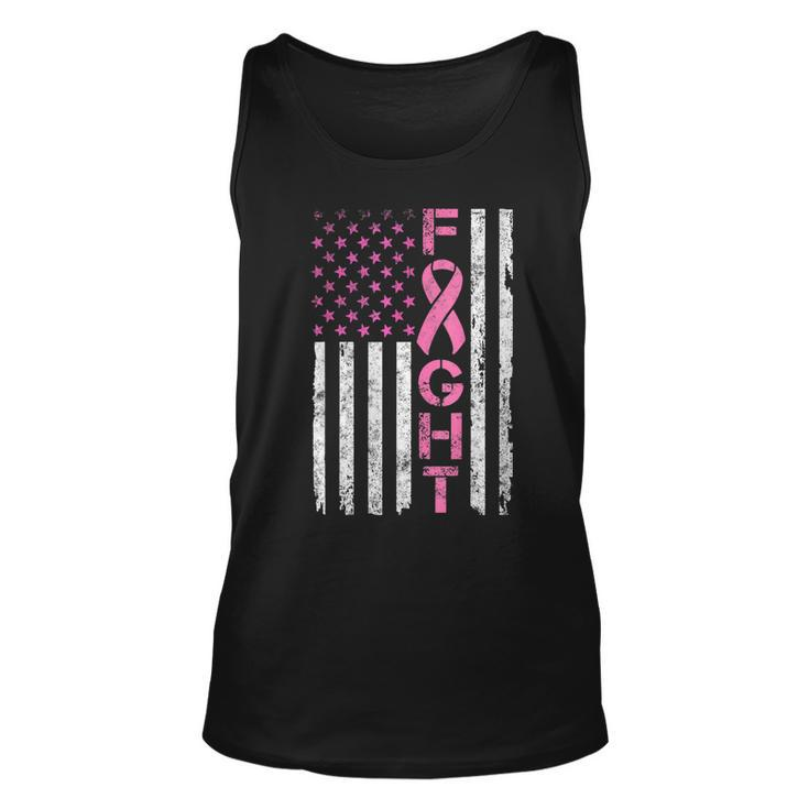 Breast Cancer AwarenessAmerican Flag Distressed Tank Top