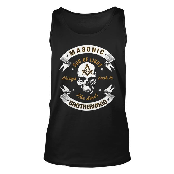 Brothers Son Of Light Always Look To The East Masonic Skull Tank Top