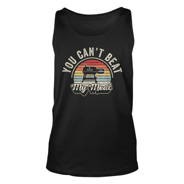 You Cant Beat My Meat Retro Bbq Pit Reverse Flow Smoker  Unisex Tank Top