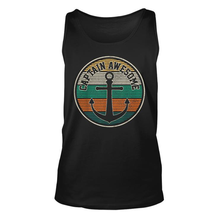 Captain Awesome Vintage Anchor Sailing Boating Tank Top
