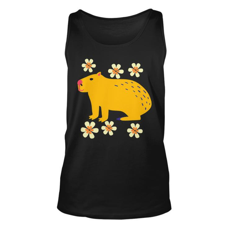 Capybara Flower Lovers Funny Animal Pet Cute Cartoon Comic Unisex Tank Top