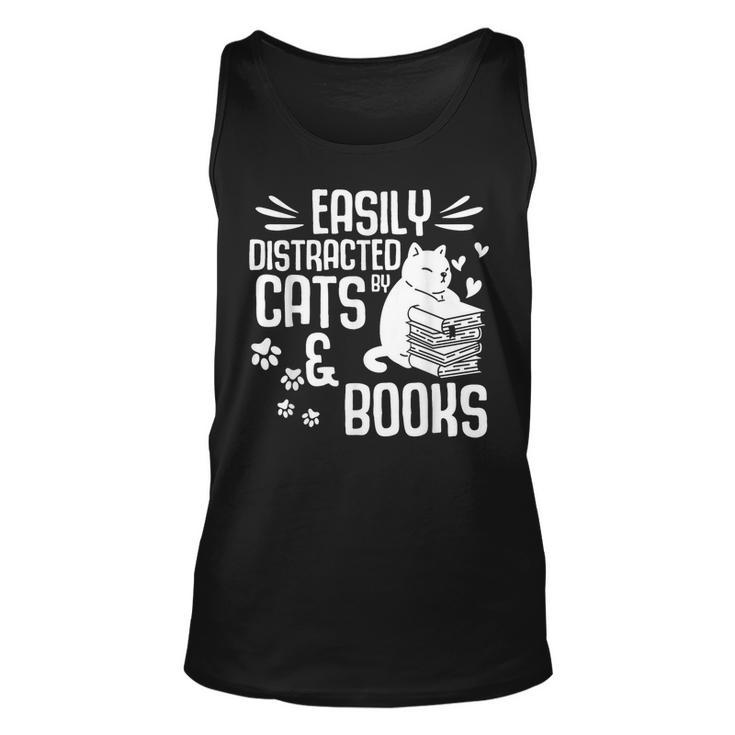 Cat Book Easily Distracted By Cats And Books Girls Boys Tank Top