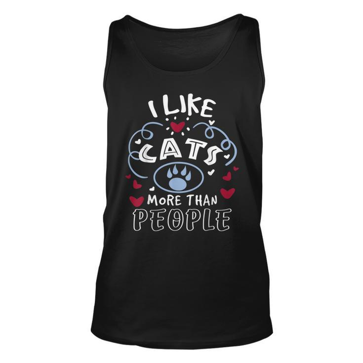 Cat Lover | I Like Cats More Than People   Unisex Tank Top